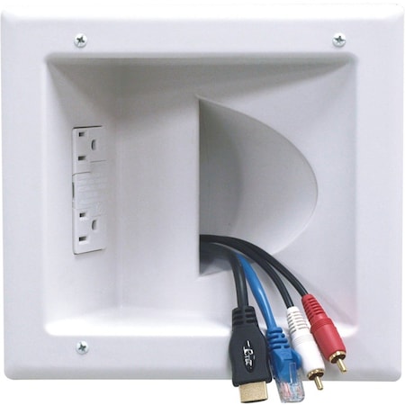 Peerless Industries Recessed Low Voltage Media Plate w/ Duplex Surge Suppressor IBA5-W